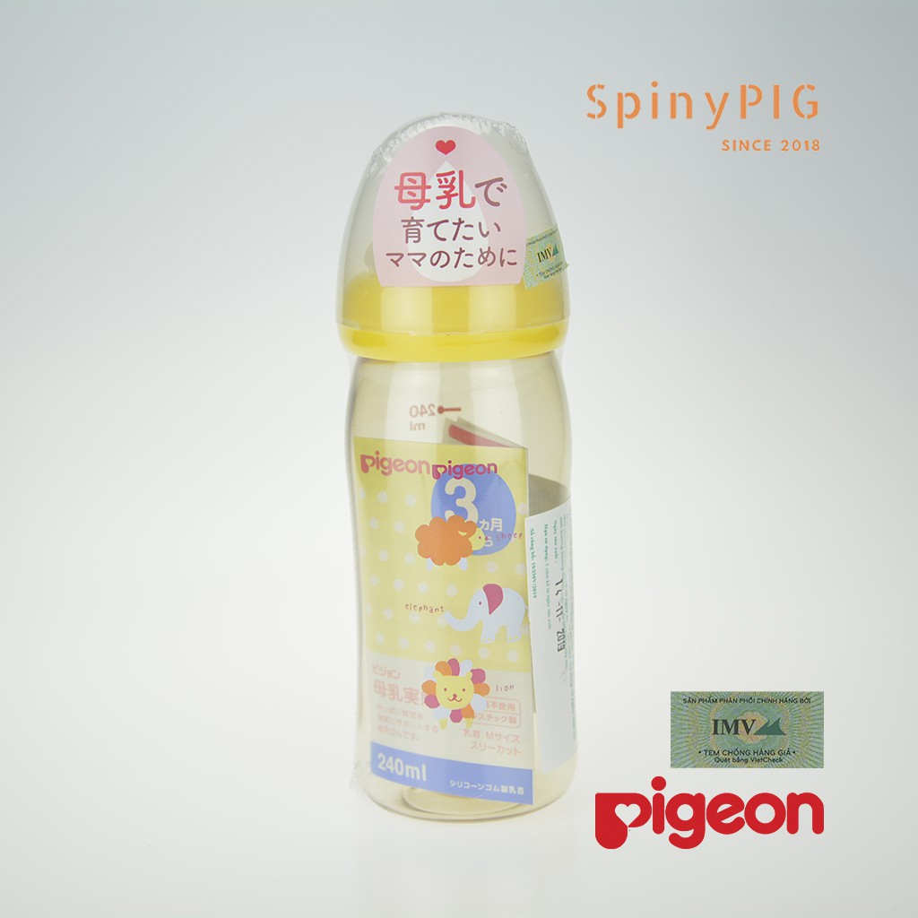 Bình sữa Pigeon cổ rộng PPSU 160ml 240ml 100% chính hãng có tem nhập khẩu phân phối bởi đại lý chính hãng trên nhãn