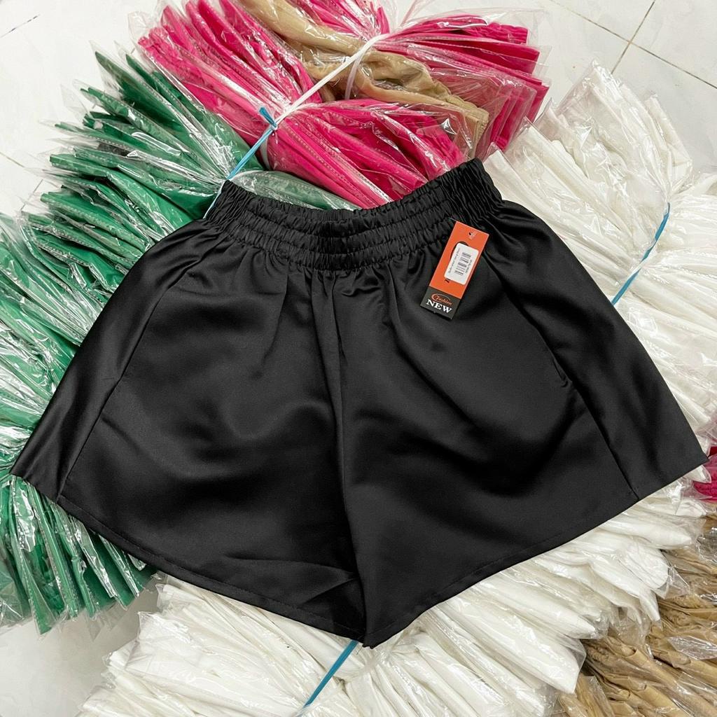 quần short lưng chun dáng xòe chất vải bóng nhẹ ảnh thật
