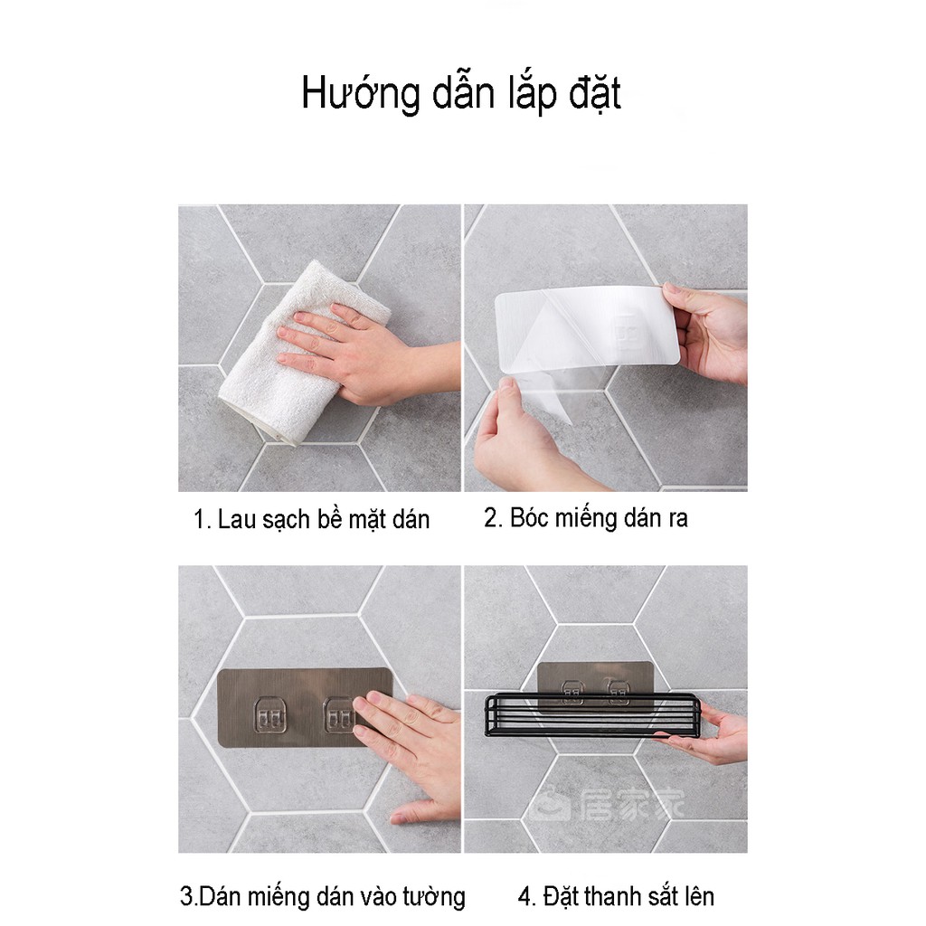 Kệ dán tường nhà tắm bằng sắt đa năng, chắc chắn