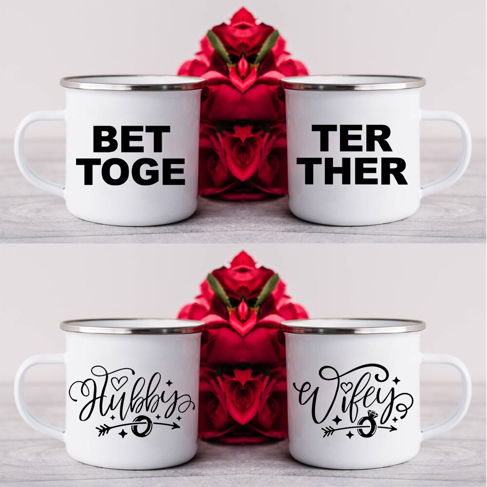 Cốc đôi họa tiết Better together / Hubby and Wifey làm quà tặng sinh nhật / đám cưới / lễ tình nhân
