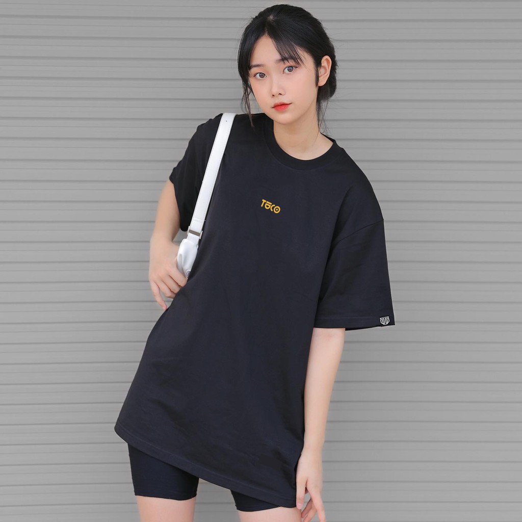 Áo thun tay lỡ basic tee TUCO black yellow đen chữ vàng, áo phông cotton form rộng OVERSIZE unisex nam nữ local brand