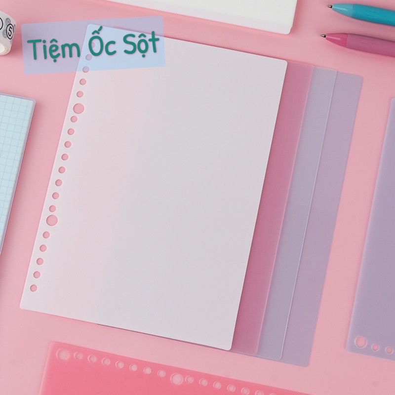 Bìa lá rời nhựa nhiều màu Ốc Sột làm planer sổ còng bullet journal khổ B5-PK002
