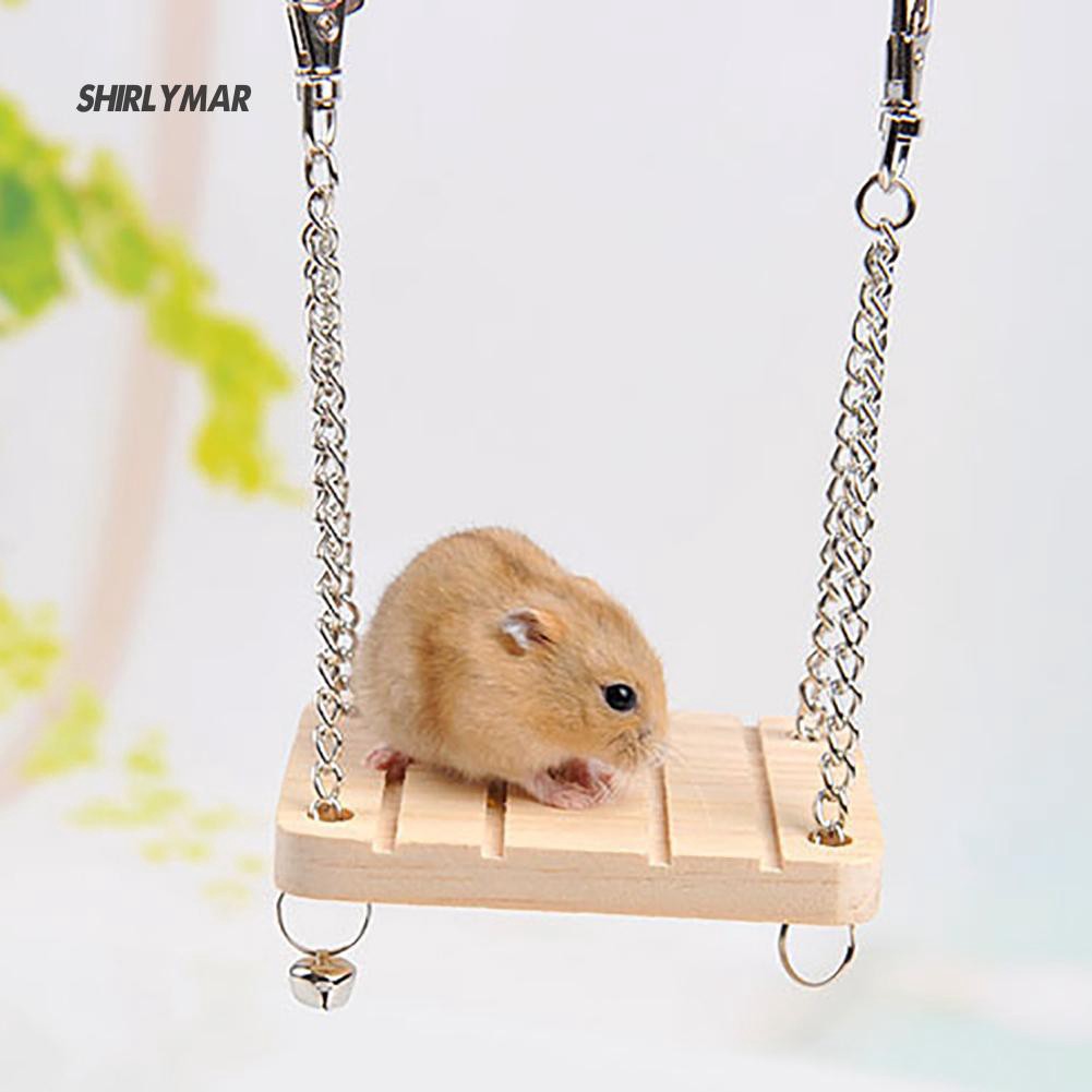 Xích Đu Gỗ Có Chuông Treo Lồng Chim / Hamster / Vẹt