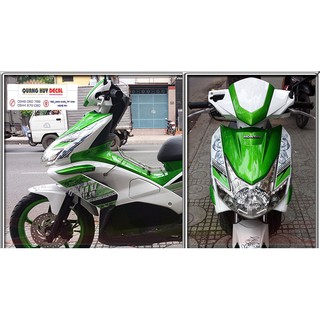 Tem trùm air blade trắng xanh lá MX đời 2007-2010, độ team trùm ab dán phủ dàn áo xe xanh trắng rẻ đẹp
