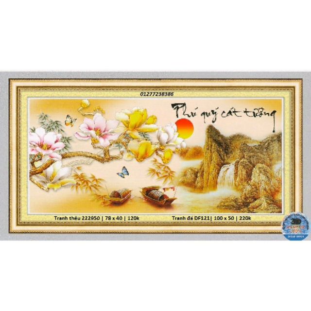 Tranh thêu chữ thập phong cảnh ( KT 78 × 40cm)