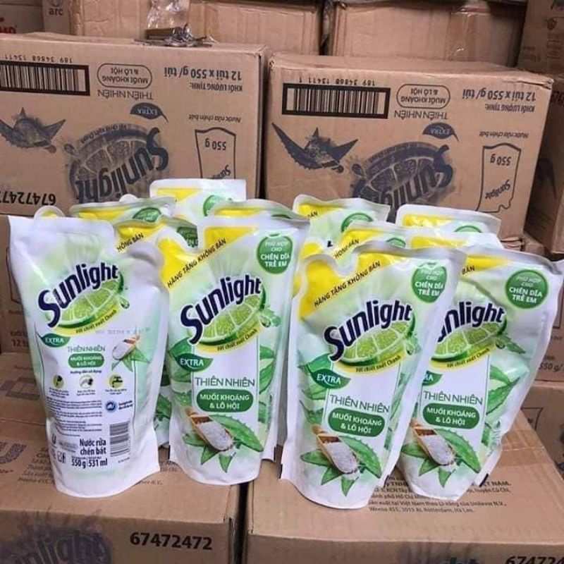 SIÊU HOT Nước rửa chén Sunlight 550 ml muối khoáng, lô hội đánh bay dầu mỡ, không hại da tay