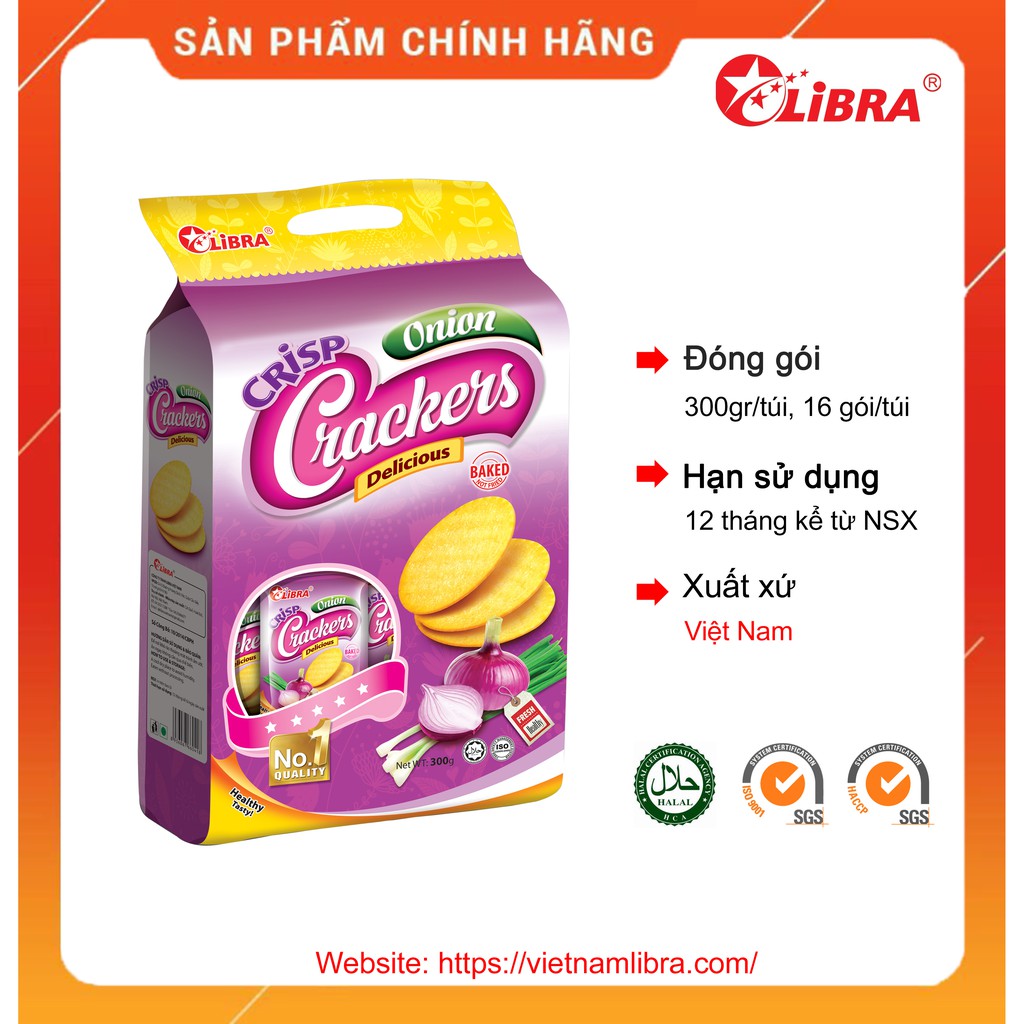 Libra Bánh Cracker mỏng vị hành, Onion Crackers 300gr