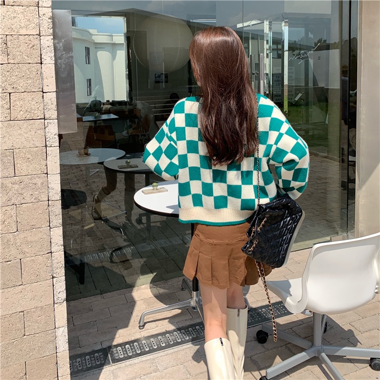 171717 |Bảng Phấn Mắt 2 Màu 2 Màu Thời Trang| Áo Len Tay Dài Cổ Chữ V Màu Sắc Tương Phản Thời Trang Cho Nữ