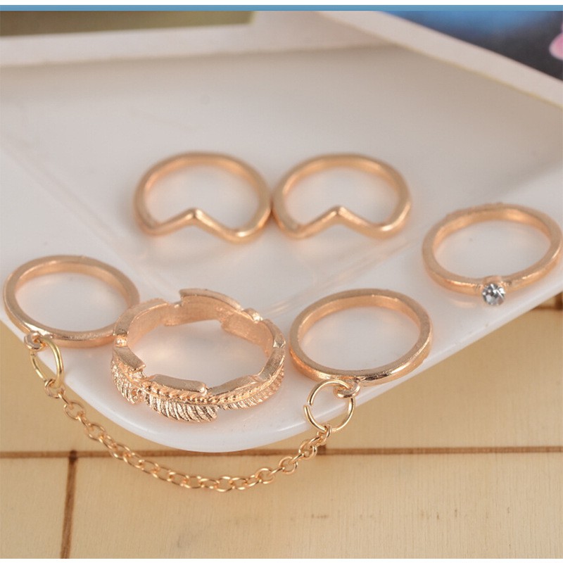 Bộ 6 Nhẫn Đeo Tay Kiểu Dáng Thời Trang Sang Trọng Cho Nữ