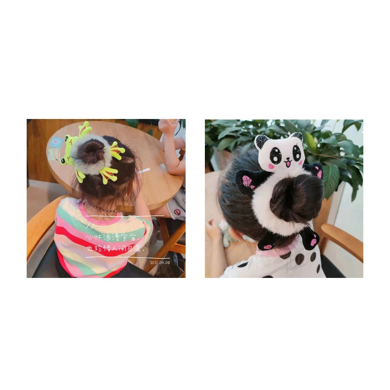 Dây Buộc Tóc Cao Su Bọc Vải Lông Hình Búp Bê Hoạt Hình Dễ Thương Phong Cách Hàn Quốc Cho Nữ