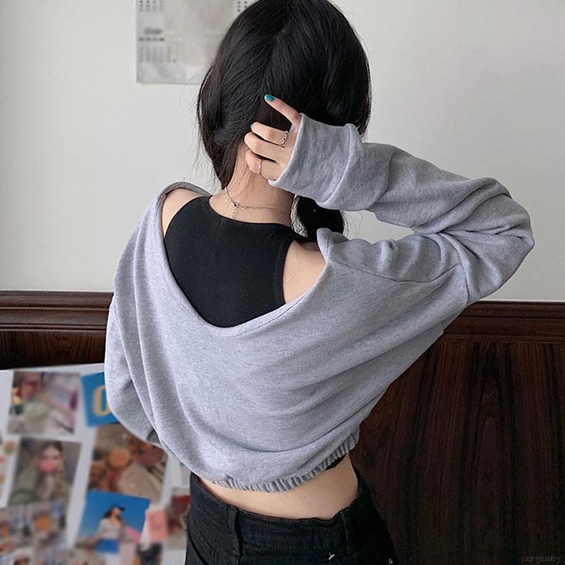 [Mã FASHIONT4WA2 giảm 10K đơn 50K] Áo sweater croptop áo lót năng động cá tính | BigBuy360 - bigbuy360.vn