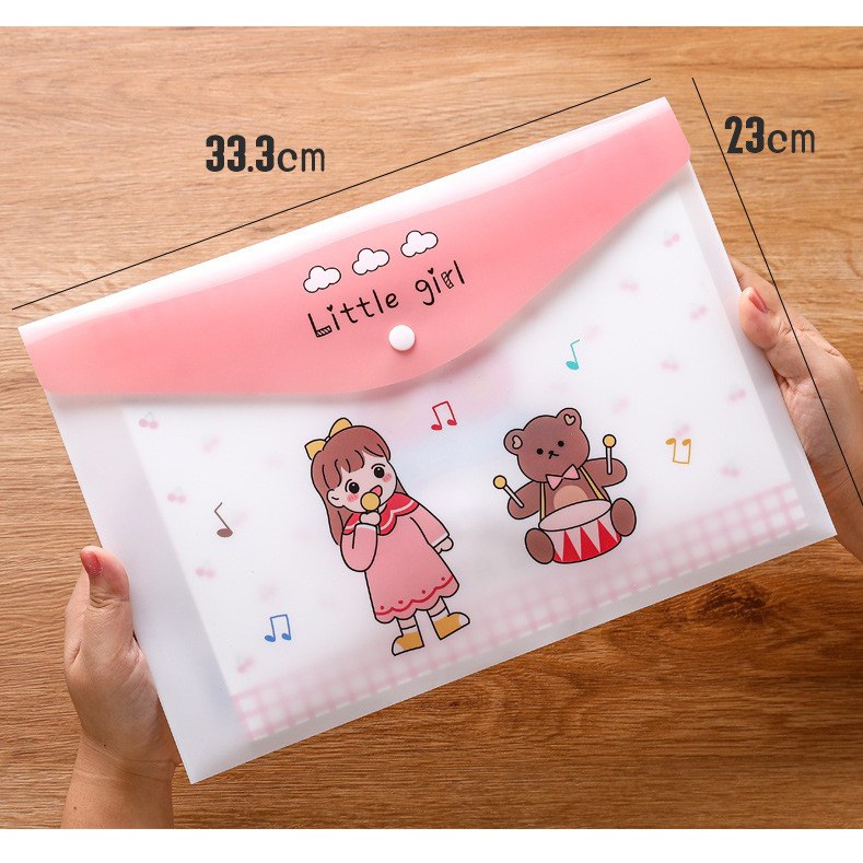 Túi Clear Bag đựng tài liệu hoạt hình dễ thương, chất liệu dày dặn