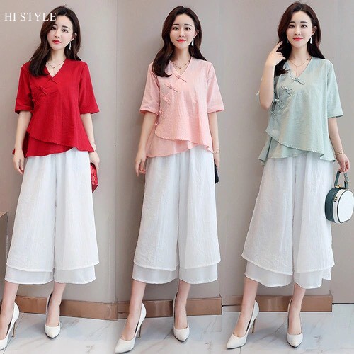 Áo somi Trung Hoa Hán Phục Cách Tân lỡ tay dáng rộng 100% Cotton cao cấp Thời Trang sơ mi  mùa Hè áo đi lễ freesize