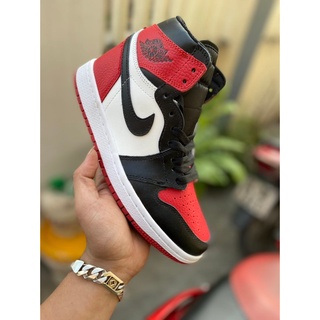 Giày thể thao Air jordan 1 cổ cao phối màu đỏ đen