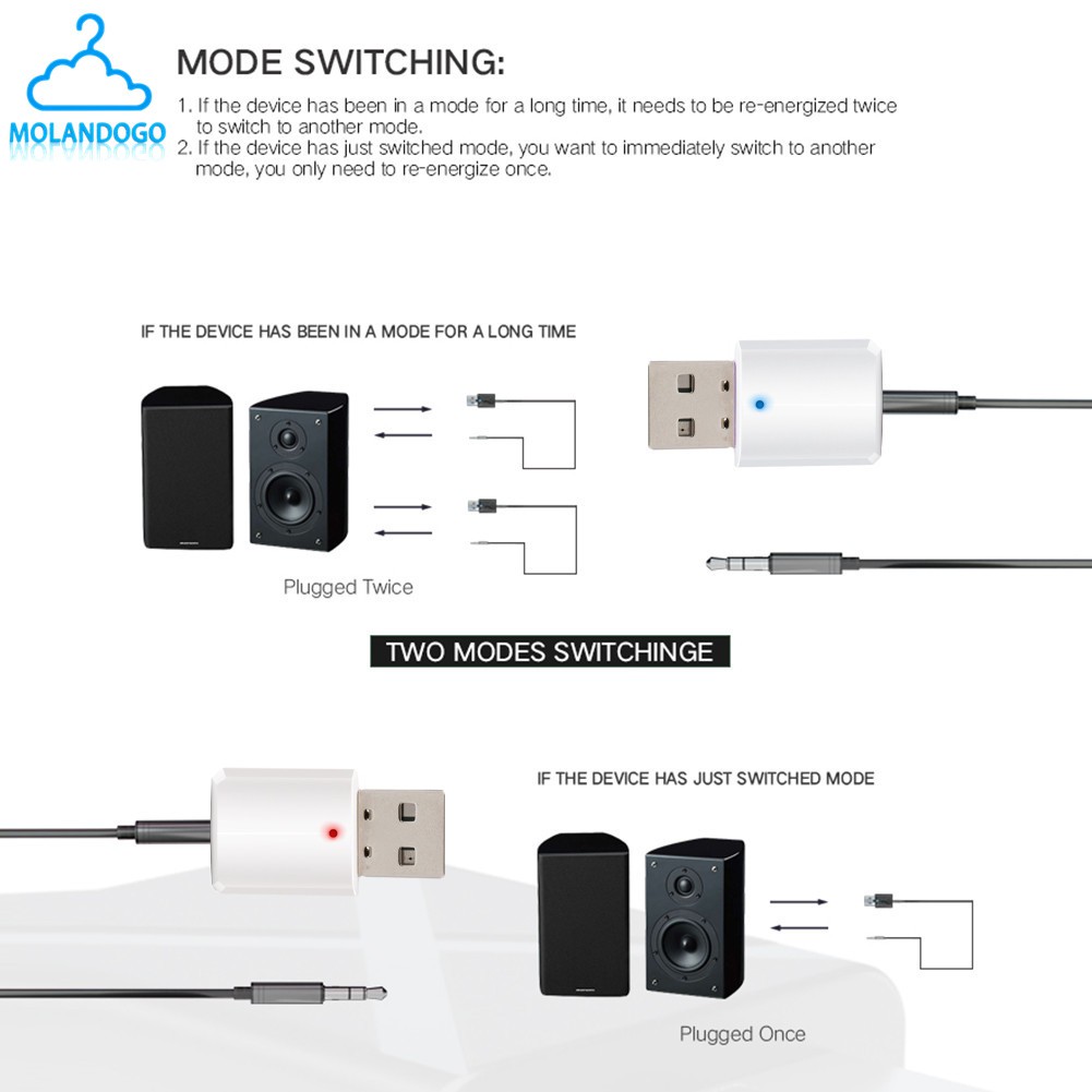 USB kết nối tai nghe TV/máy tính bằng bluetooth V5.0 kèm dây cáp aux 3.5mm và phụ kiện | BigBuy360 - bigbuy360.vn