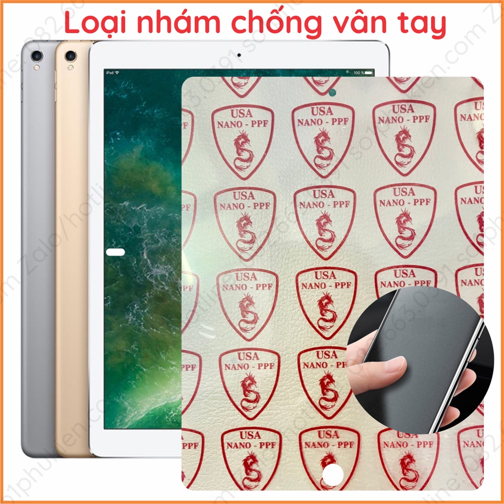 Dán cường lực ipad pro 12.9 inch 2017 / pro 10.5 inch 2017 nano dẻo chống bể kính, trong, nhám chống vân tay, bảo vệ mắt