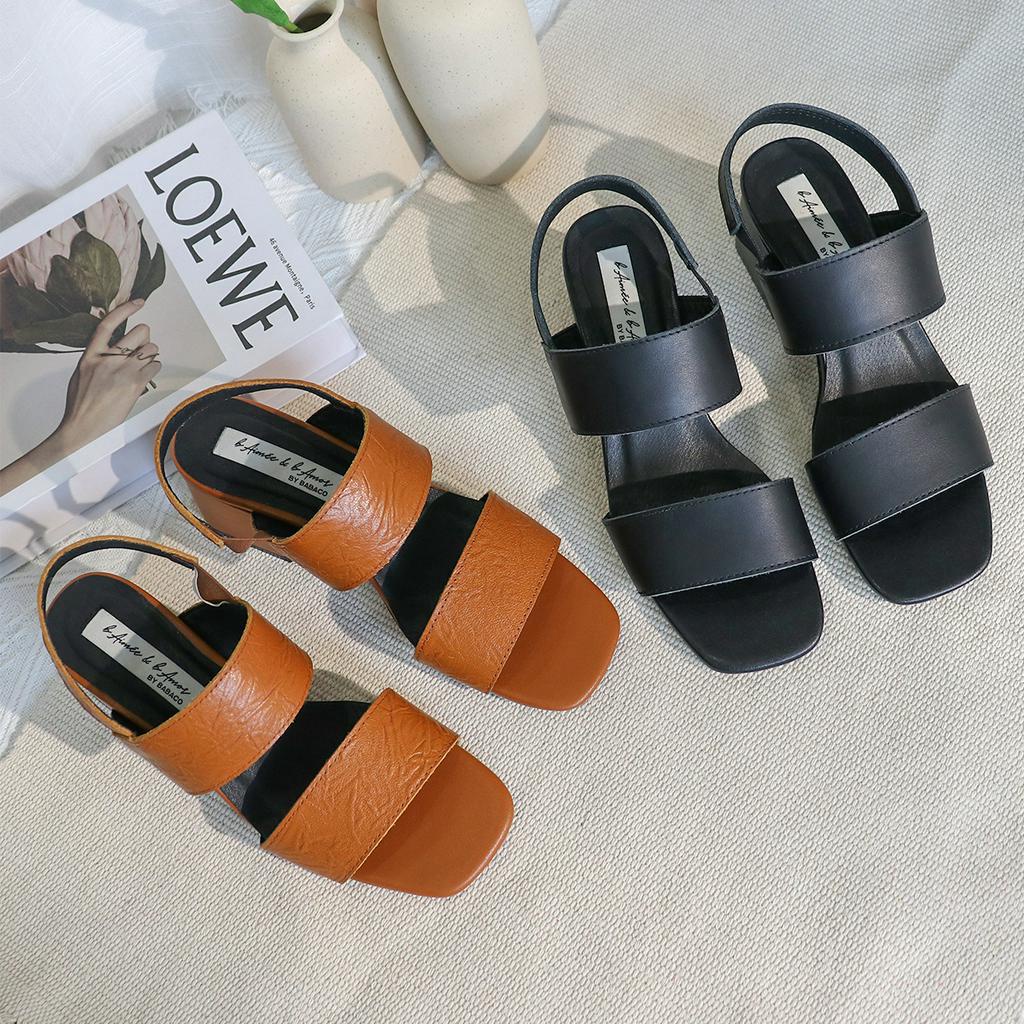 Sandal nữ da thật cao gót Casuals Leather đế vuông 6p thời trang bAimée & bAmor - MS3036