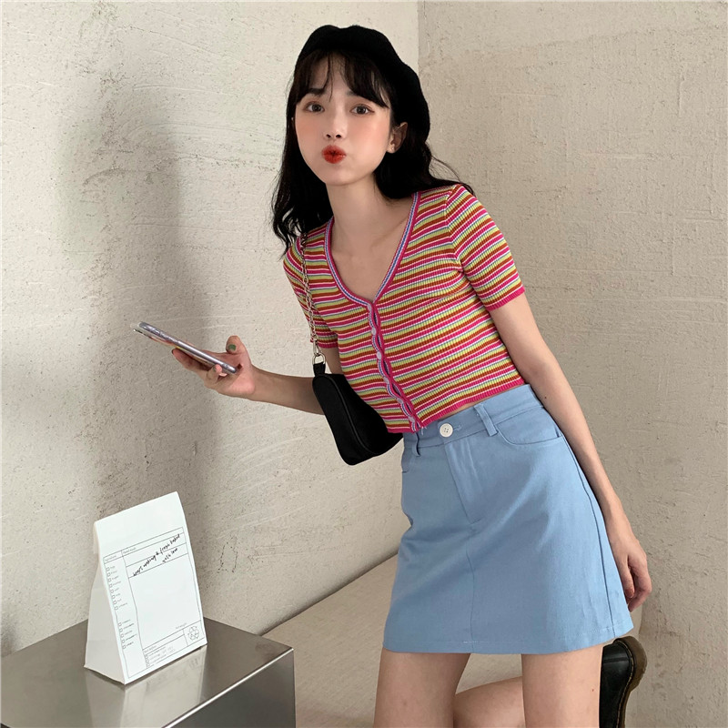 COZOK Váy ngắn lưng cao kiểu dáng hợp thời trang