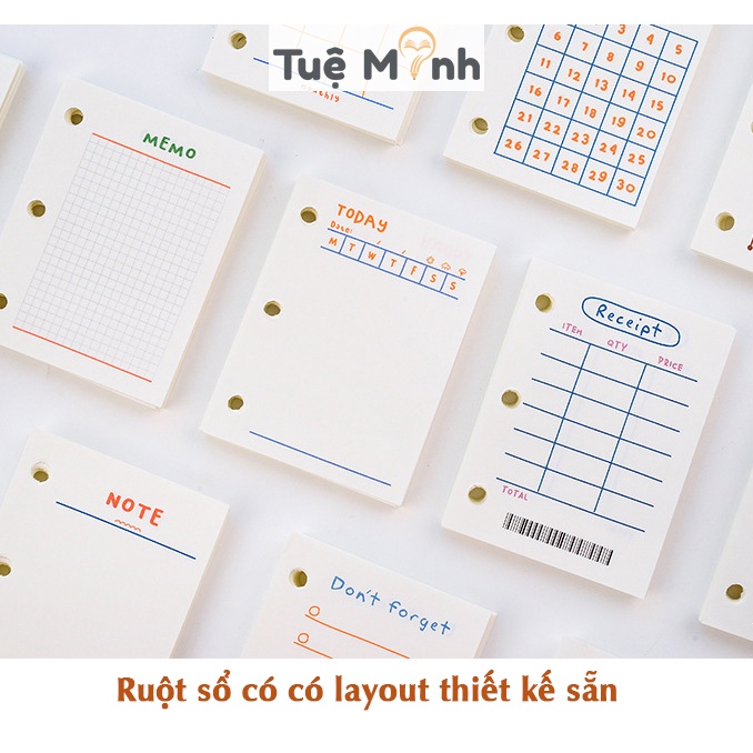 Sổ còng mini 3 chấu Pastel bìa nhựa dẻo trong suốt 6x8cm, ruột thiết kế layout sẵn