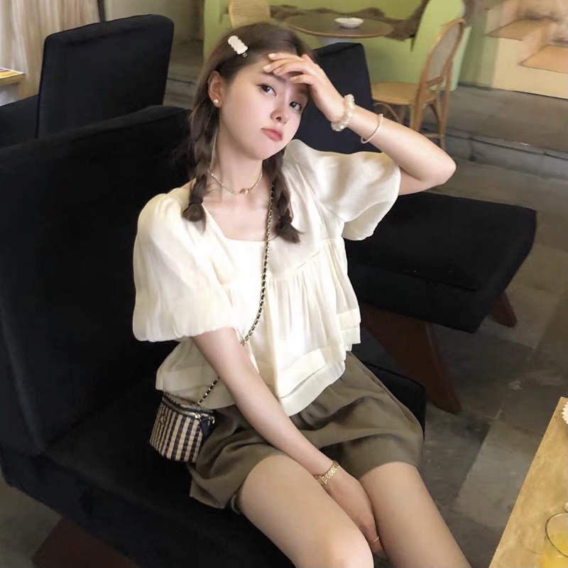 (CÓ SẴN) Set áo babydoll 2 lớp + quần ngắn mùa hè