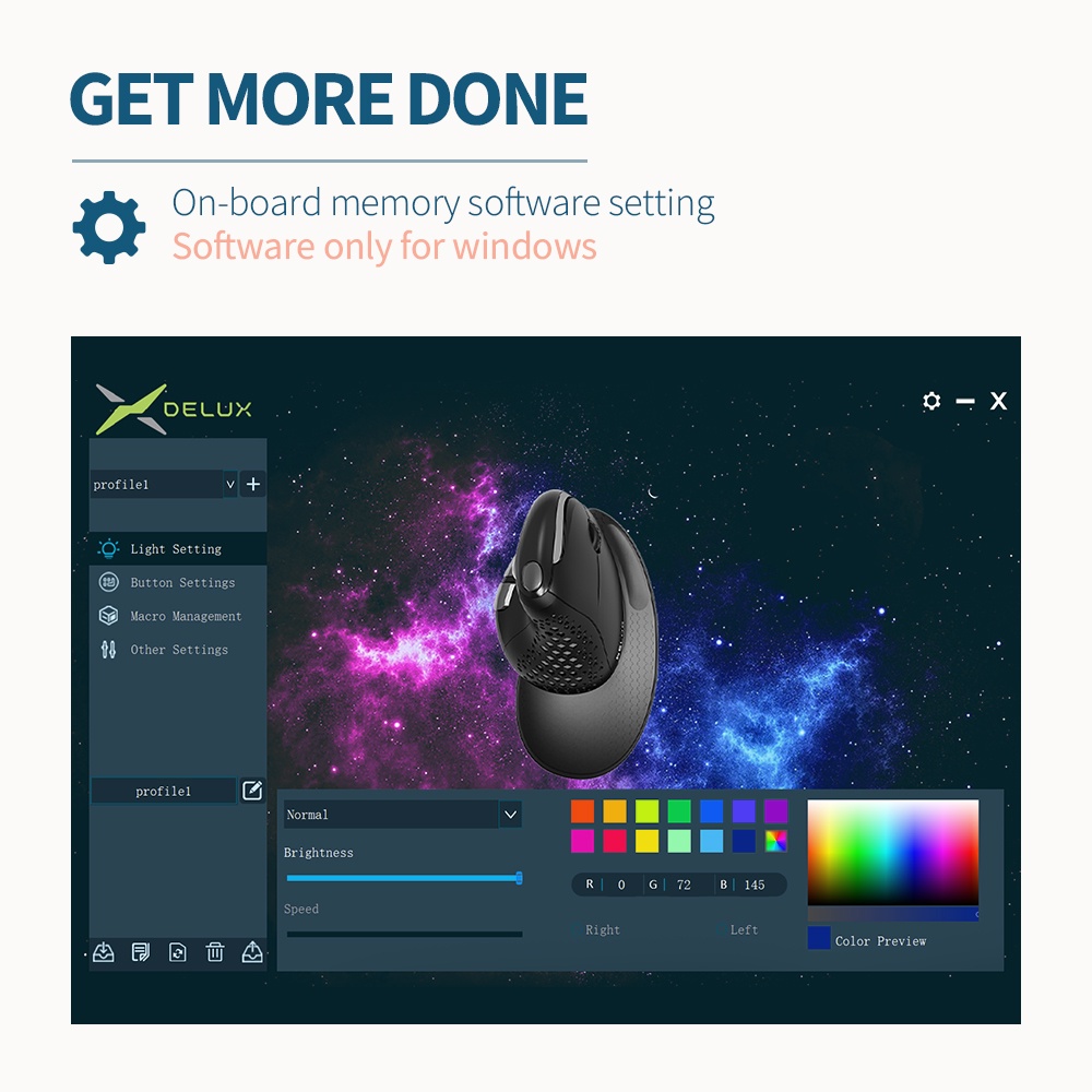 Chuột Delux M618XSU Seeker RGB sử dụng thẳng đứng có dây thích hợp cho máy tính Mac