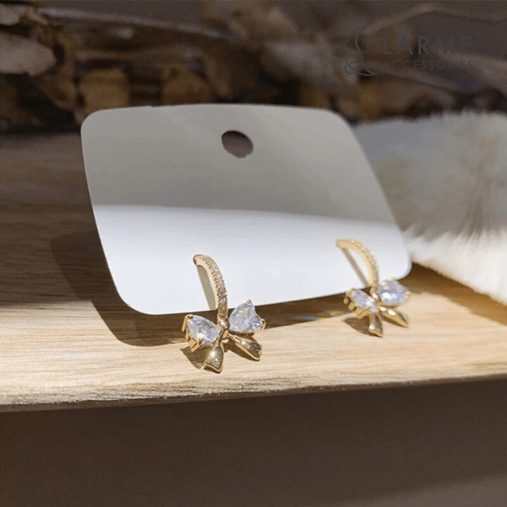 Khuyên tai nữ nơ tiểu thư xinh xắn Larme accessories -KT0190