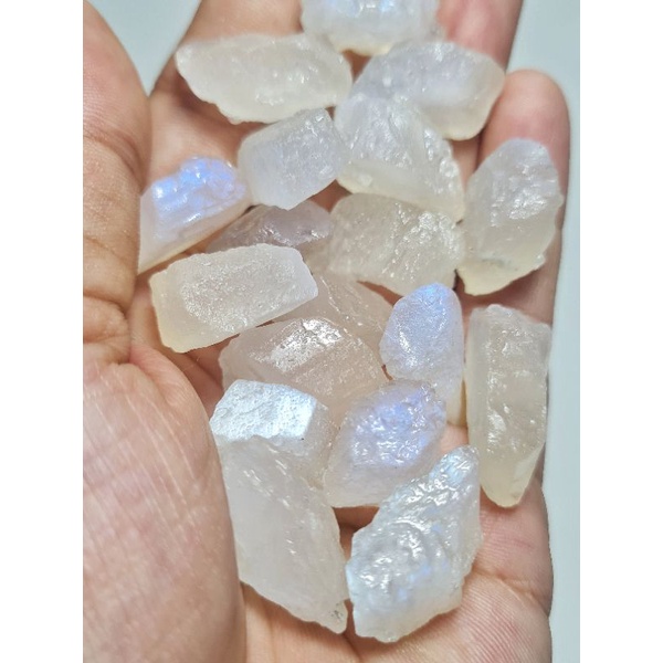 Hạt đá thô Moonstone dùng cho bói bài Tarot, Reiki, handmade, phong thủy...