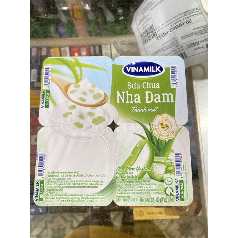 Sữa Chua Vinamilk Nha Đam Vỉ 4 hộp( Nhận đơn qua Grab/NowShip)