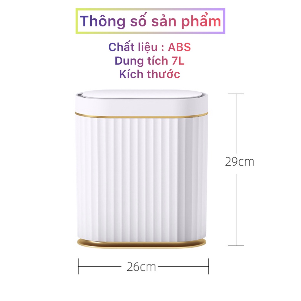 Thùng rác cảm ứng JAH thông minh tiện dụng viền vàng nhà tắm bếp ngủ