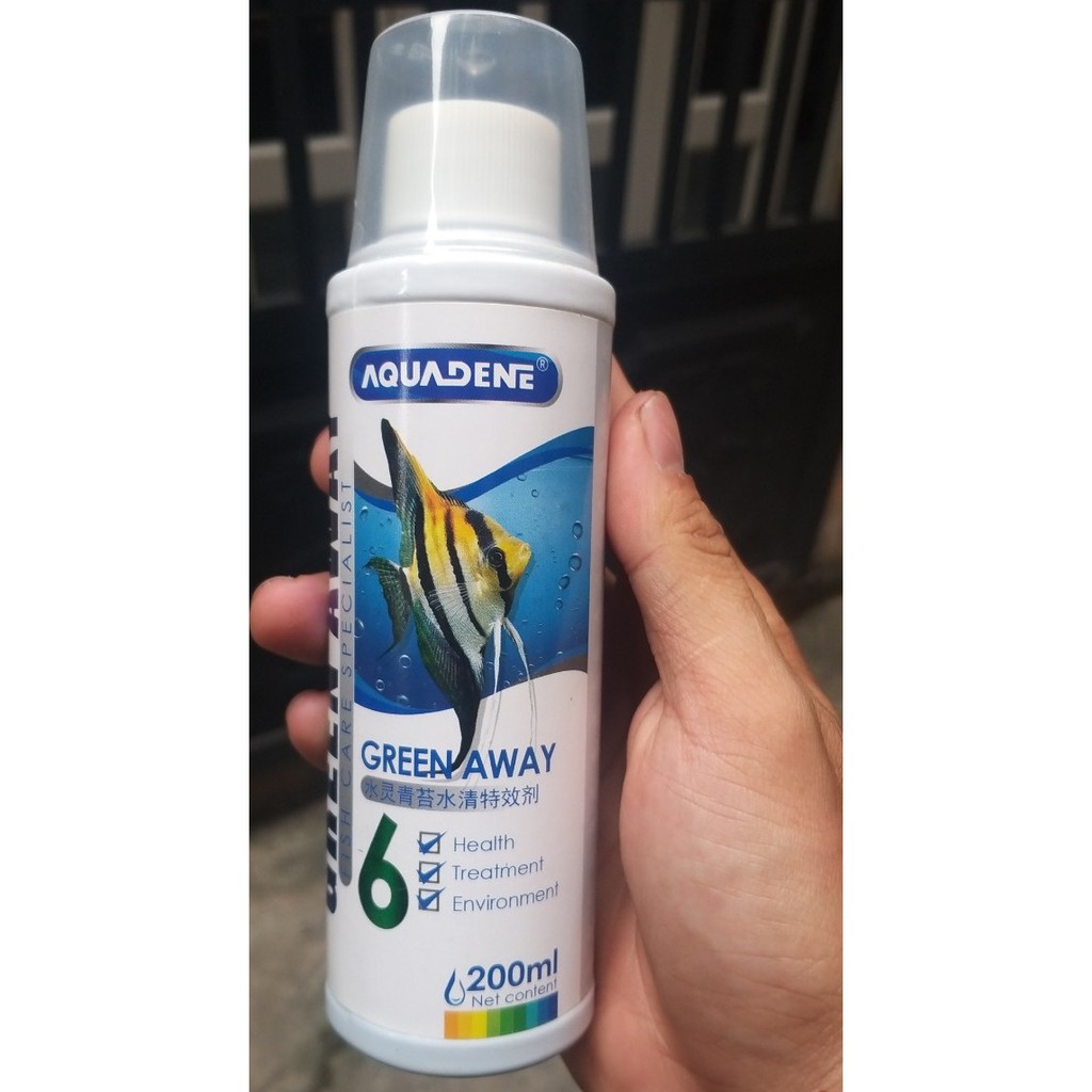 AQUADENE GREEN AWAY 6 XỬ LÝ ĐỤC NƯỚC XANH NƯỚC NGĂN RÊU HẠI CHO HỒ CÁ CẢNH, CHAI DUNG TÍCH 200ML