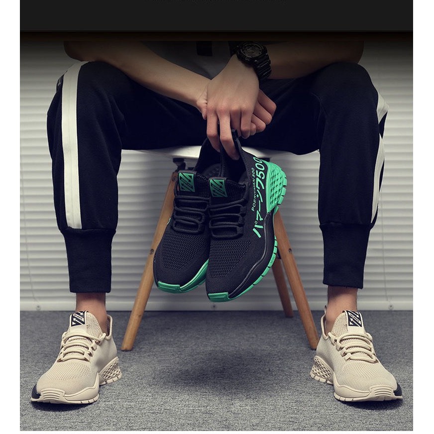 Giày sneaker nam thời trang sườn Chữ Trend501 2 màu | BigBuy360 - bigbuy360.vn