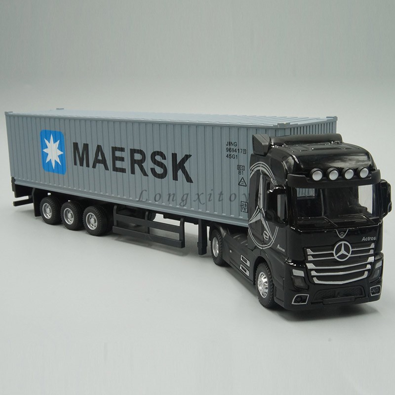 Mô Hình Xe Container Mercedes Benz / Scania Container Bằng Kim Loại Có Đèn Và Nhạc Tỉ Lệ 1: 50