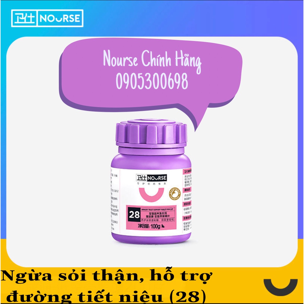 Nourse 28 Viên bảo vệ thận, hỗ trợ Đường Tiết Niệu, ngăn ngừa sỏi thận cho Mèo (200 viên)