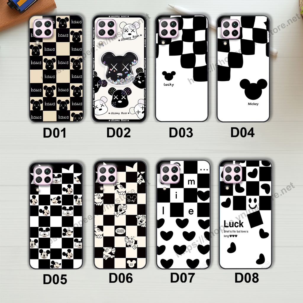 Ốp lưng Huawei Nova 7i trái tim họa tiết caro, mikey họa tiết beabrick kaws cute