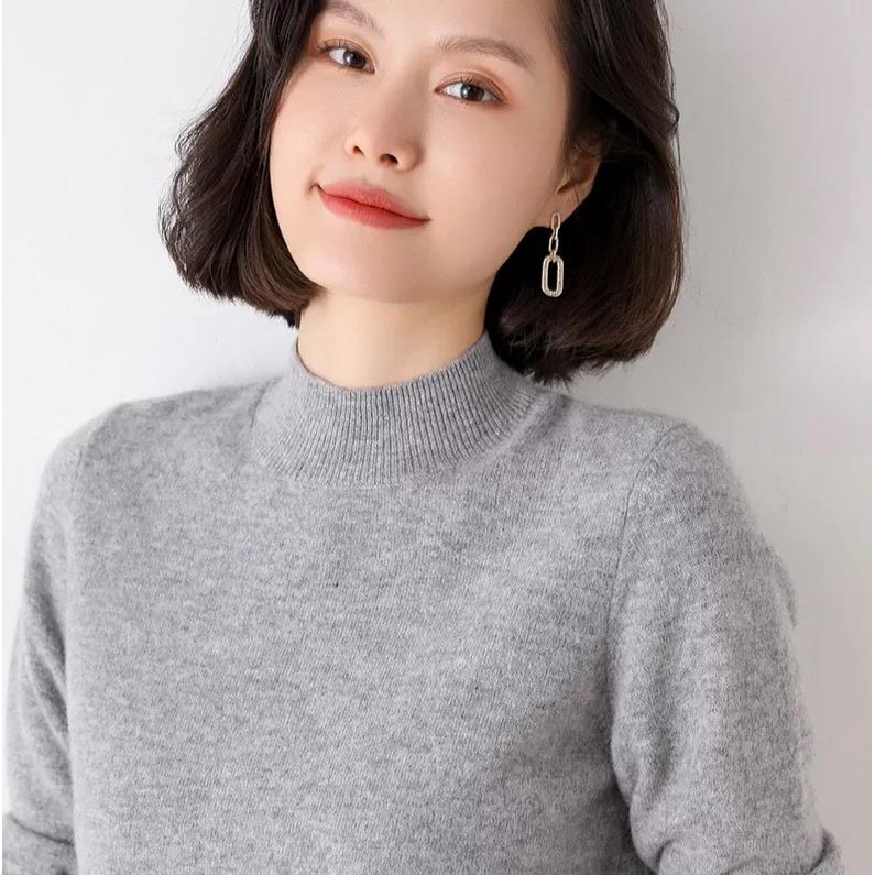 NUZIRO  Áo len cổ lọ dáng rộng thời trang