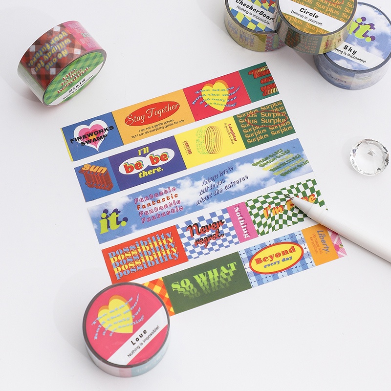 Sticker PET Dán Trang Trí Dạng Washi Tape Y2K Aesthetic Style Hàn