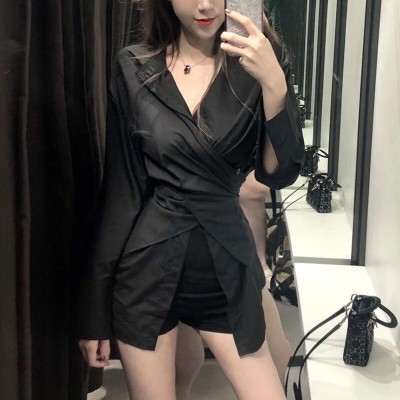 🔥 Sơ mi đen vạt chéo