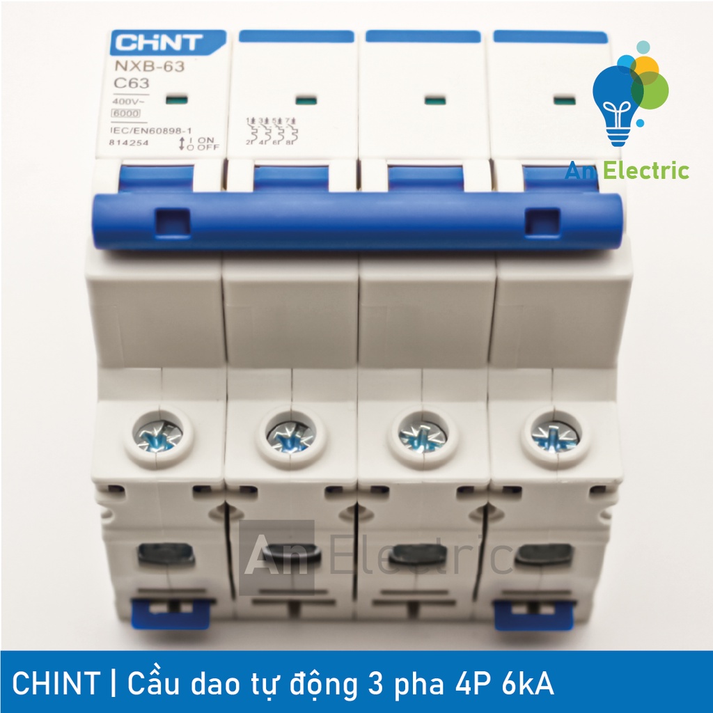 Cầu dao tự động 3 pha 4P 32A 40A 50A 63A 6kA MCB CHINT NXB-63