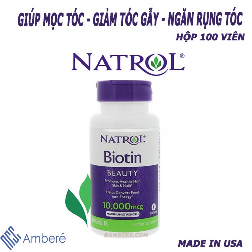 Biotin 10000 Mcg 100 Viên Của Mỹ Giúp mọc tóc giảm tóc gẫy ngăn rụng tóc