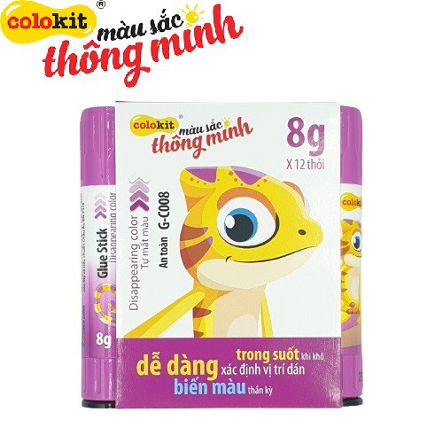 Lốc 12 keo hồ khô 𝑻𝒉𝒊𝒆̂𝒏 𝑳𝒐𝒏𝒈 đổi màu thần kỳ - Colokit G-C008