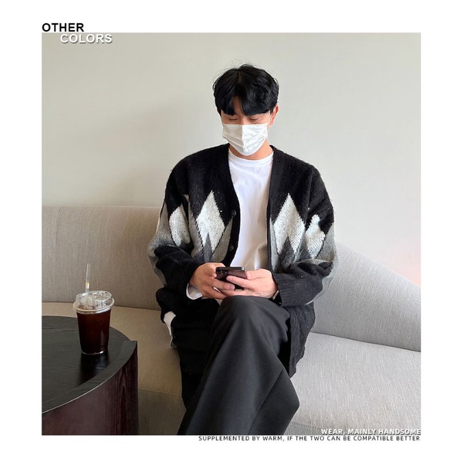 Áo Khoác len Cardigan thiết Kế phối màu nhẹ nhàng Vintage Phong Cách Hàng Quôc