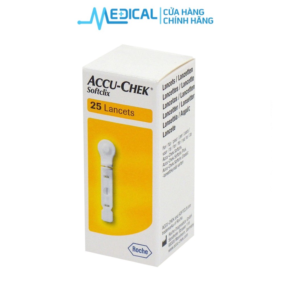 Kim lấy máu đầu dep máy đường huyết Accu-Chek Softclix dùng cho máy đường huyết &quot; Active và Intans &quot; Hộp 25 kim -MEDICAL