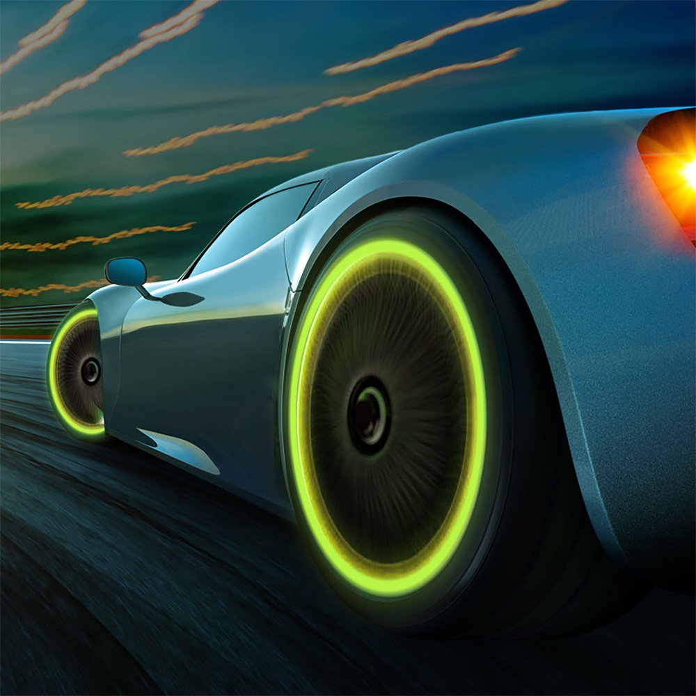 Set 1 / 4 Nắp Van Lốp Xe Hơi / Xe Máy Chống Bụi Màu Vàng Lá Dạ Quang Thông Dụng