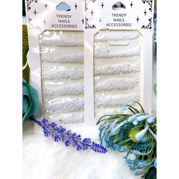 set trai nửa màu trắng mix size/phụ kiện trang trí móng