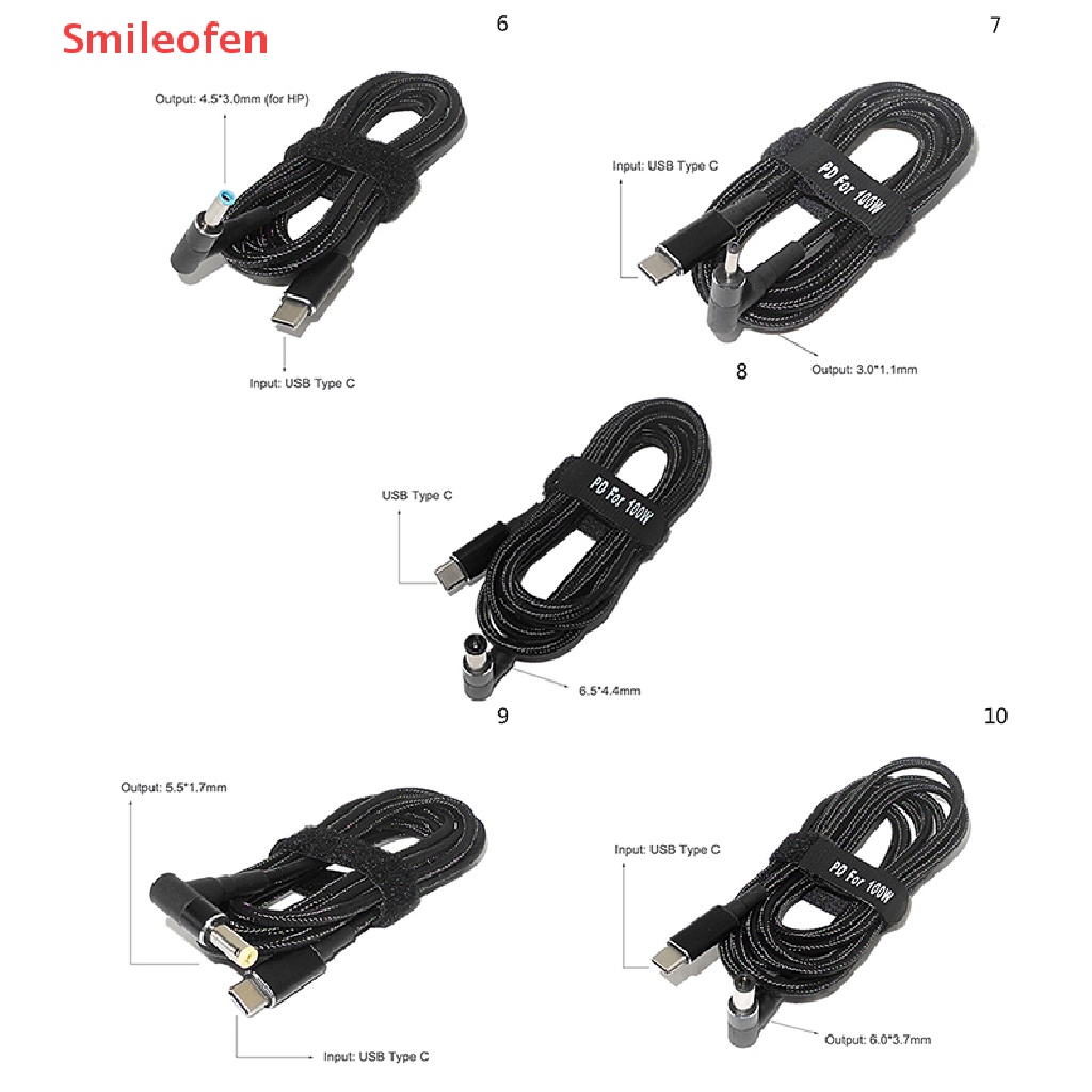 Dây Cáp Sạc Nguồn Dc Jack Cắm Type C 100W Cho Laptop Hp Asus Lenovo Mới