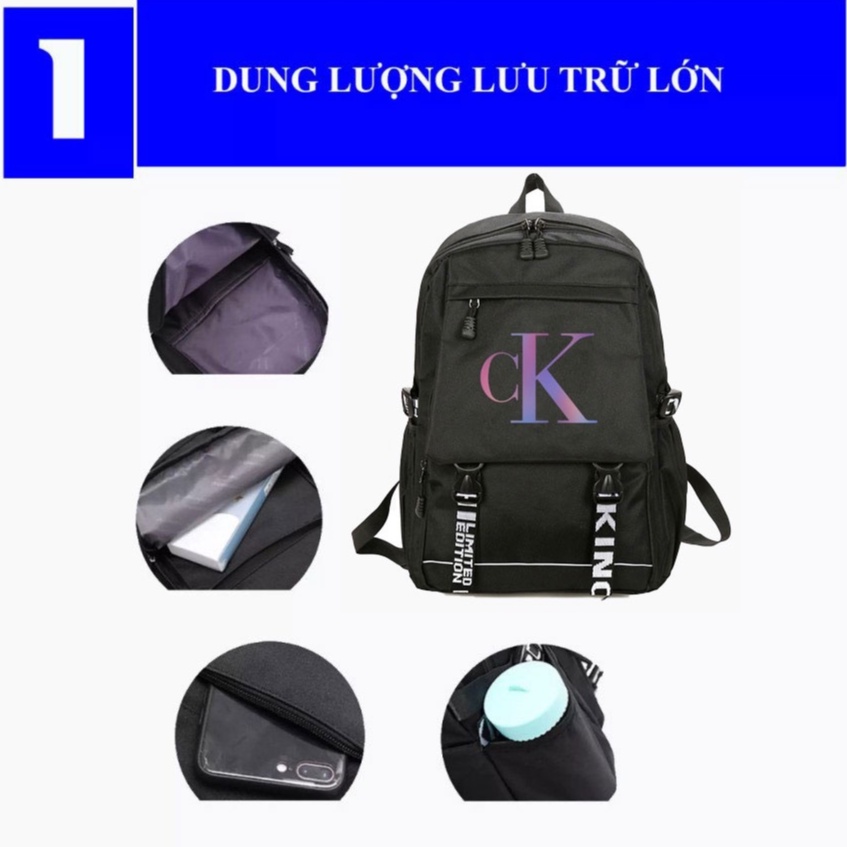 Balo Đi Học Ulzzang Thời Trang Unisex Hàn Quốc Logo Phát Sáng, Có Ngăn Chống Sốc Laptop Chống Nước Dùng Đi Chơi Du Lịch