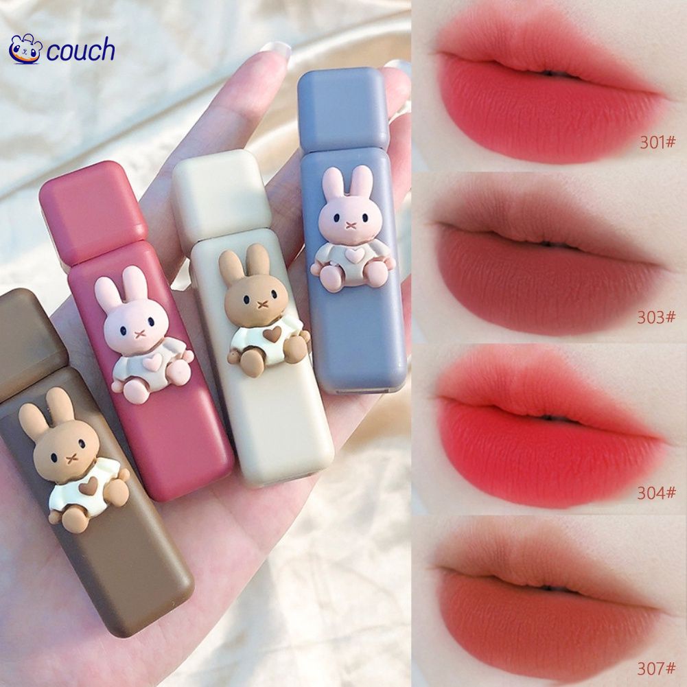 Set 4 Son Môi Hengfang Chống Dính Cốc Không Phai Thiết Kế Vỏ Son Hình Thỏ Dễ Thương