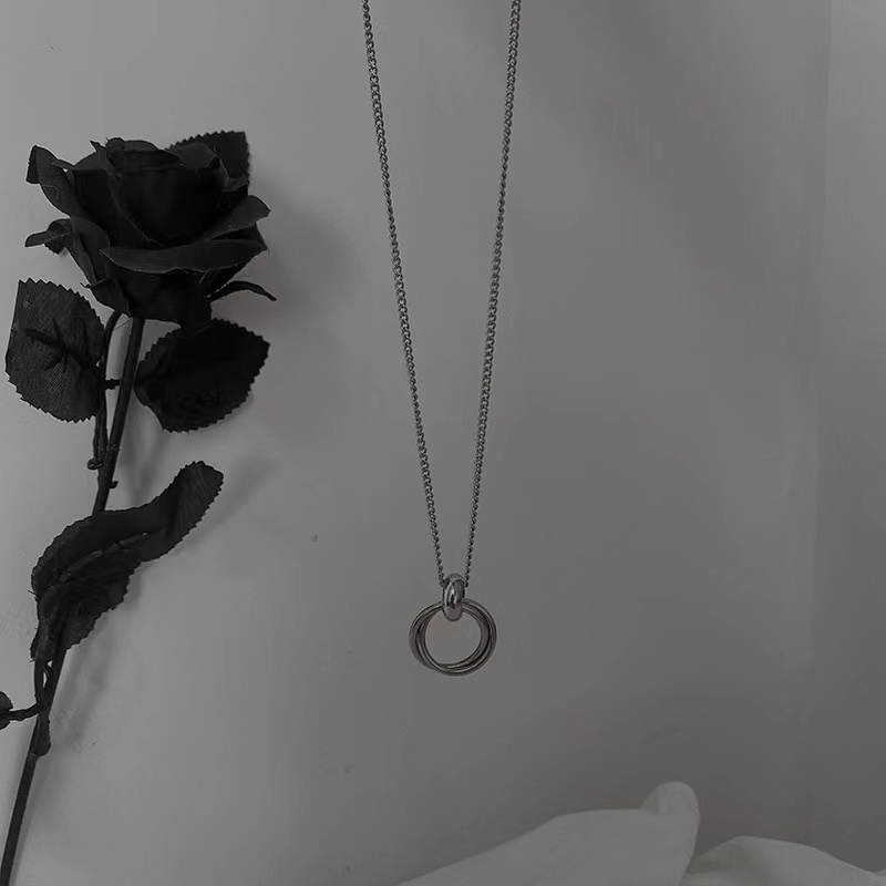 Vòng cổ Mặt Nhẫn Đôi Phong Cách Hip Hop Thời Trang Cho Nam Và Nữ