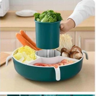 RỔ ĐỰNG RAU LẨU XOAY 5 NGĂN TIỆN DỤNG - CÓ KHAY ĐỰNG NƯỚC
