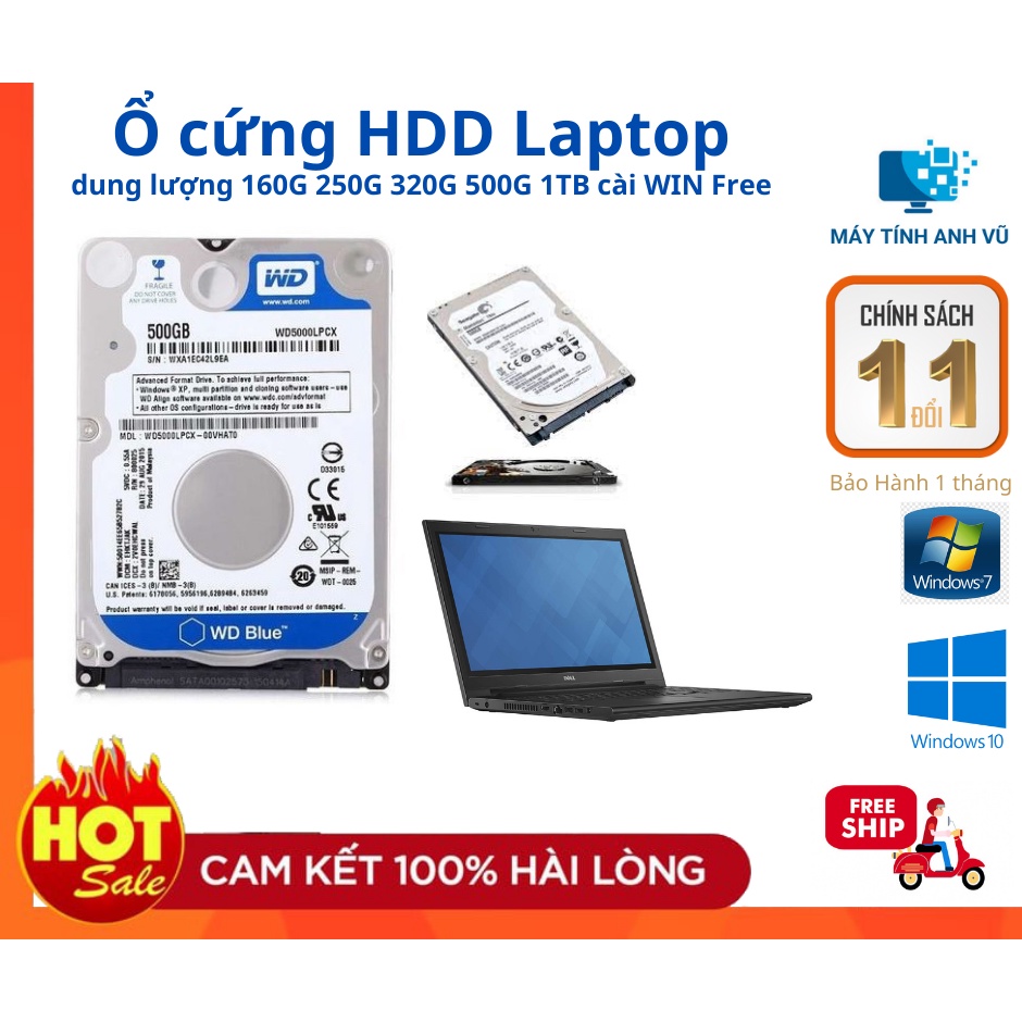 Ổ cứng HDD Laptop đủ các loại dung lượng 160G 250G 320G 500G 1TB cài WIN Free